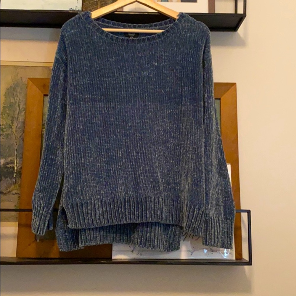 Blue Chenille Fabric Sweater